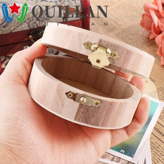 Quillan กล่องไม้ ทรงกลม สไตล์บูติก สําหรับใส่เครื่องประดับ แหวน ต่างหู DIY 1 ชิ้น