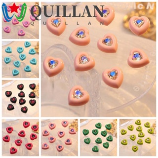 Quillan อุปกรณ์ตกแต่งเล็บ รูปหัวใจรัก สีแคนดี้ สําหรับตกแต่งเล็บ DIY 10 ชิ้น ต่อชุด