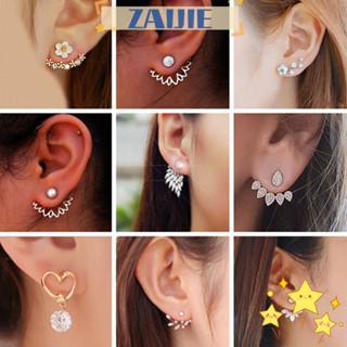 Zaijie24 ต่างหูสตั๊ด ประดับมุก รูปหัวใจ สไตล์เกาหลี เครื่องประดับแฟชั่น สําหรับเด็กผู้หญิง