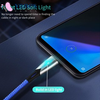 Vanes1 สายชาร์จข้อมูล โลหะผสมสังกะสี LED Micro USB 5A Microusb Data Cord สายชาร์จ Micro LED USB Cable