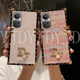 Yjd เคสโทรศัพท์ กันกระแทก ขอบตรง ลายตะกร้าสาน สําหรับ OPPO Reno10 Pro