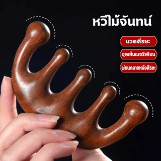 【พร้อมส่งในไทย】หวีไม้จันทร์ หนังศรีษะ นวดศีรษะ สําหรับผู้ชาย และผู้หญิง หวีนวดผม