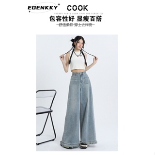 EOENKKY กางเกงขายาว กางเกงยีสน์ผู้หญิง ทรงหลวม ๆ ตรง Retro Hip Hop Pants 2023 NEW Style WNK2390T7Y 37Z230912