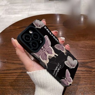 เคสโทรศัพท์มือถือหนังนิ่ม ลายการ์ตูนผีเสื้อน่ารัก สีดํา สําหรับ Huawei Nova 3i 7i 7 8 9 10 11 11i SE Honor 90 70 P30 P40 P50 P60 Art Lite Pro 5G | Hn B118