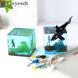 Lacyeszb โมเดลฟิกเกอร์นักดําน้ํา 3D พลาสติก สีขาว สําหรับตกแต่งตู้ปลา