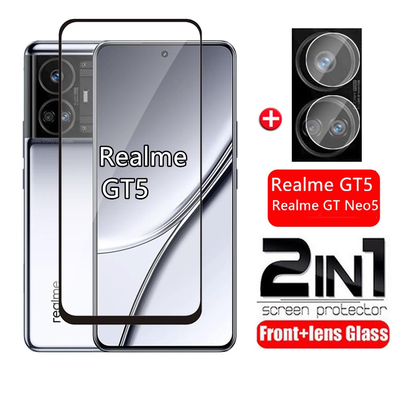 2in1 ฟิล์มกระจกนิรภัยกันรอยหน้าจอ และเลนส์กล้อง กันระเบิด สําหรับ Realme GT5 5G RealmeGT5 RealmeGT 5