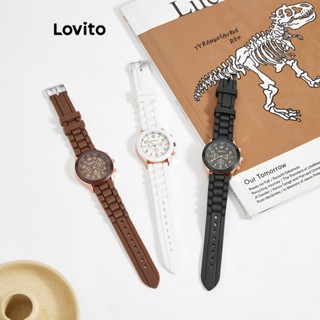 Lovito นาฬิกาข้อมือควอตซ์ โลหะ ลําลอง สําหรับผู้หญิง LNA09024 (สีน้ําตาล/ขาว/ดํา)