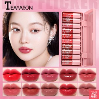 TEAYASON 10PC Lip Gloss เครื่องสำอางค์ชุด Pearlescent Glitter Jelly Lip Glaze ,Beauty Frenzy