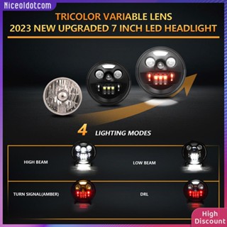 ❉Niceoldotcom❉  ไฟหน้ารถจักรยานยนต์ DRL H4 Led 30000LM IP67 200W 9-32V 7 นิ้ว กันน้ํา