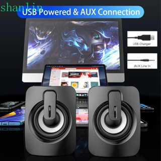 Shanlin ลําโพงคอมพิวเตอร์ พร้อมไฟ LED HIFI เสียงเบสหนัก แบบพกพา พร้อมกล่องไมโครโฟน USB สําหรับคอมพิวเตอร์ แล็ปท็อป โน้ตบุ๊ก