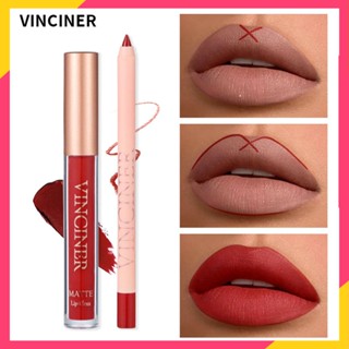 Vinciner ลิปสติก ลิปกลอส เนื้อแมตต์กํามะหยี่ กันน้ํา ไม่ติดแก้ว ขายส่ง 2 ชิ้น