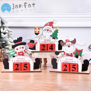 Janfat ปฏิทินไม้ตั้งโต๊ะ นับถอยหลัง DIY สําหรับตกแต่งวันคริสต์มาส