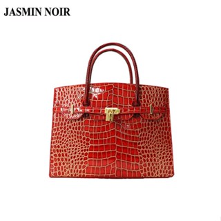 Jasmin NOIR กระเป๋าถือ กระเป๋าสะพายไหล่ หนัง PU ลายหนังจระเข้ ทรงสี่เหลี่ยม สําหรับสตรี