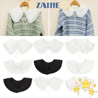 Zaijie24 เสื้อเบลาส์ คอปกปลอม ถอดออกได้ สไตล์วินเทจ