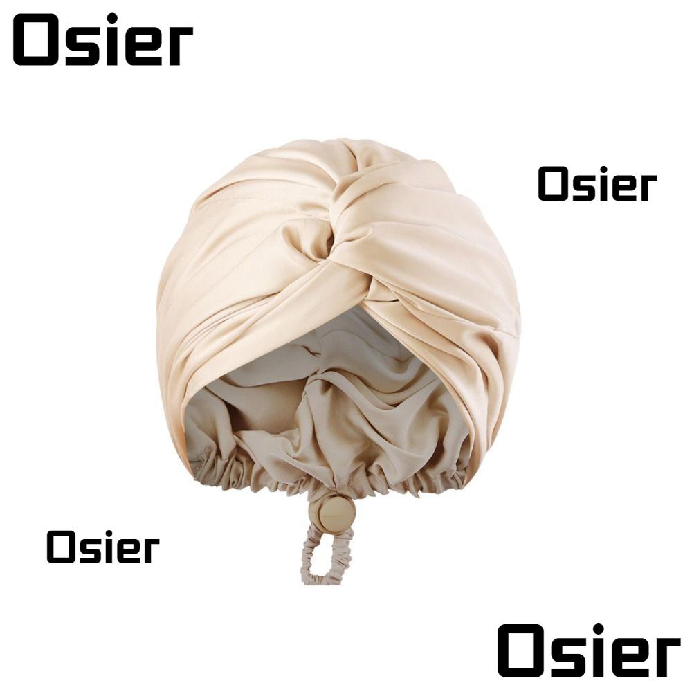 Osier1 หมวกนอน ผ้าซาติน ยืดหยุ่น ปรับได้ นุ่ม ผมหยิก สองชั้น หมวกคลุมผมนอน