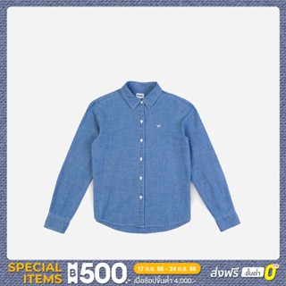 WRANGLER เสื้อเชิ้ตแขนยาวผู้หญิง รุ่น WR S323WSHLS26 BLUE แรงเลอร์ เสื้อเชิ้ตแขนยาว เสื้อเชิ้ตแขนยาวผู้หญิง