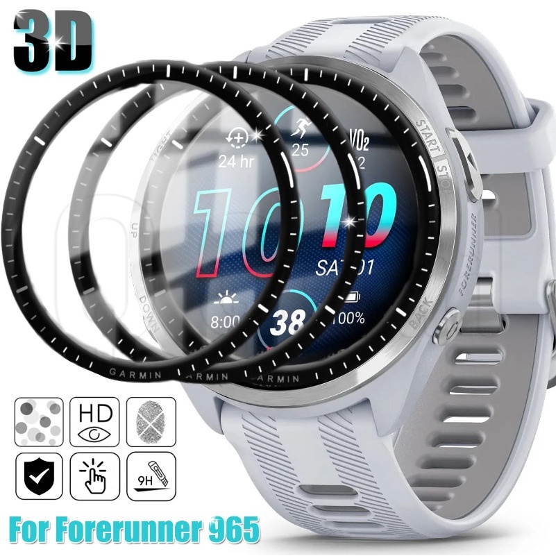 สําหรับ Garmin Forerunner 965 ฟิล์มกันรอยหน้าจอนาฬิกา / ฟิล์มกันรอยหน้าจอ ความละเอียดสูง ป้องกันลายนิ้วมือ / ฟิล์มสมาร์ทวอทช์ โค้ง 3 มิติ ฟิล์มคอมโพสิต แบบเต็มหน้าจอ