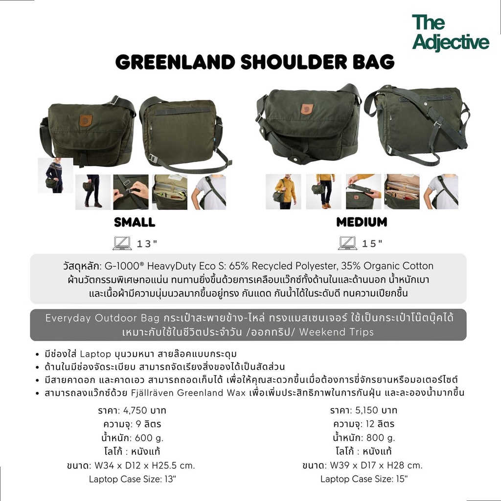 Fjallraven حقيبة كتف Greenland ‏Medium — صورة 6