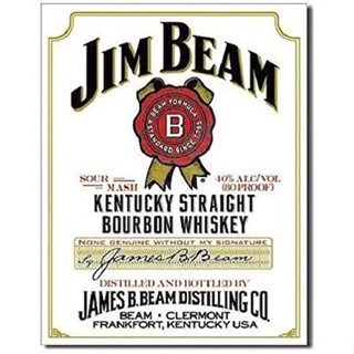 ป้ายโลหะดีบุก ลาย Jim Beam สีขาว ขนาด 8x12 นิ้ว สไตล์เรโทร สําหรับวิสกี้