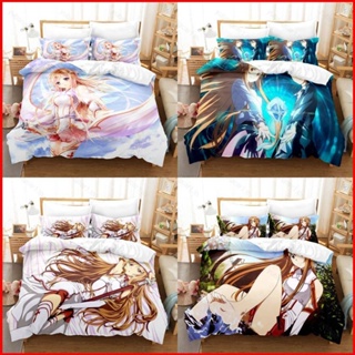 Yb1 Sword Art Online 3in1 ชุดเครื่องนอน ผ้าปูที่นอน ผ้าห่ม ซักทําความสะอาดได้ สะดวกสบาย สําหรับหอพัก BY1