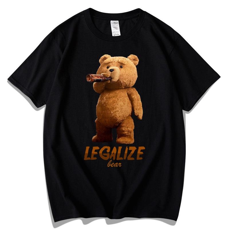 Unisex แนวโน้มฤดูร้อนใหม่เสื้อยืดแขนสั้นหมีเท็ดดี้ผ้าฝ้ายแท้น่ารักแขนสั้นสบายๆ ใหม่
