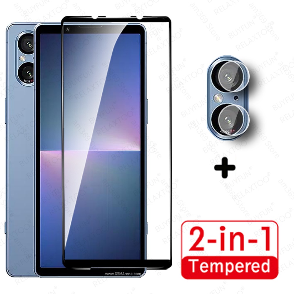 ฟิล์มกระจกนิรภัยกันรอยหน้าจอกล้อง 6.1 นิ้ว สําหรับ Sony Xperia 5 V 5G 2in1 Sony Xperia 5 V 5G 2023 X