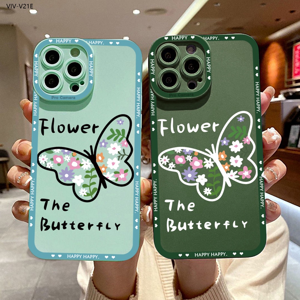 VIVO V21E V21 V20 S1 SE Pro 5G 2021 เคสวีโว่ สำหรับ Case Shockproof Silicone Beautiful Butterfly Cartoon Flowers เคสโทรศัพท์ Angel Eyes