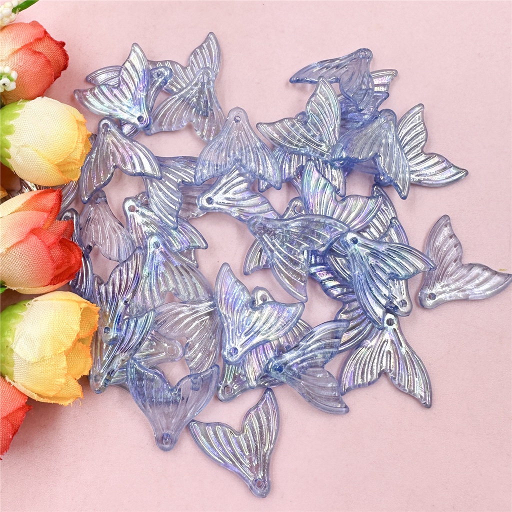 100 ชิ้น อะคริลิคใส สีหางปลา ลูกปัด สร้อยคอแฟชั่น สร้อยข้อมือ ลูกปัดวัสดุ ผู้หญิง เด็กผู้หญิง DIY เครื่องประดับ ของขวัญ