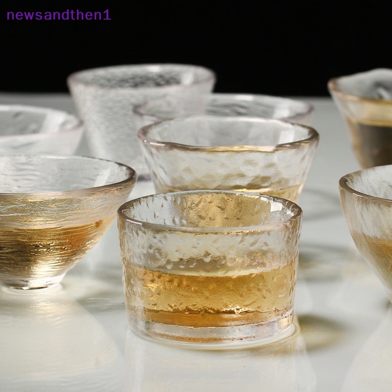 Newsandthen1 สไตล์ญี่ปุ่น แฮนด์เมด ค้อนแก้ว ถ้วยชา ขนาดเล็ก สาเก ถ้วยชา แก้ว ถ้วย ดี