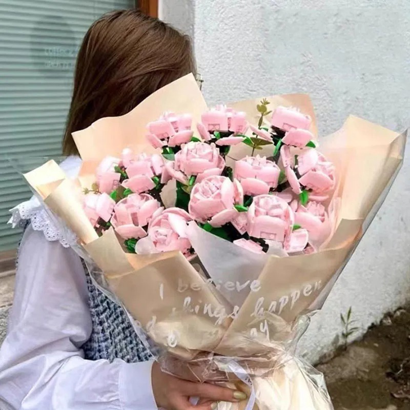 ช่อดอกอิฐ สีแดง โรแมนติก ของเล่น ของขวัญ สําหรับตกแต่งแฟนสาว - รูปที่ 2