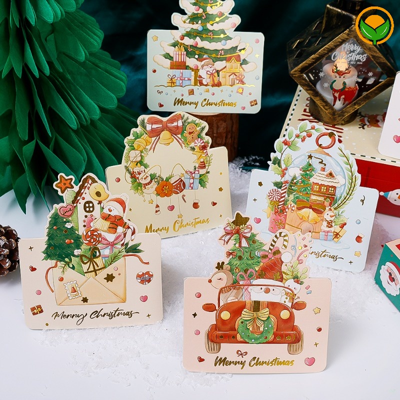 การ์ดอวยพรคริสต์มาส แบบพับได้ DIY สําหรับเทศกาลคริสต์มาส ปีใหม่