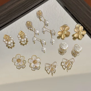 ต่างหูหนีบ ต่างหู ใหม่ ชุดต่างหู แบบคลิปหนีบ ไม่ต้องเจาะ ประดับมุก ไม่ทําให้แพ้ง่าย เครื่องประดับ สําหรับผู้หญิง