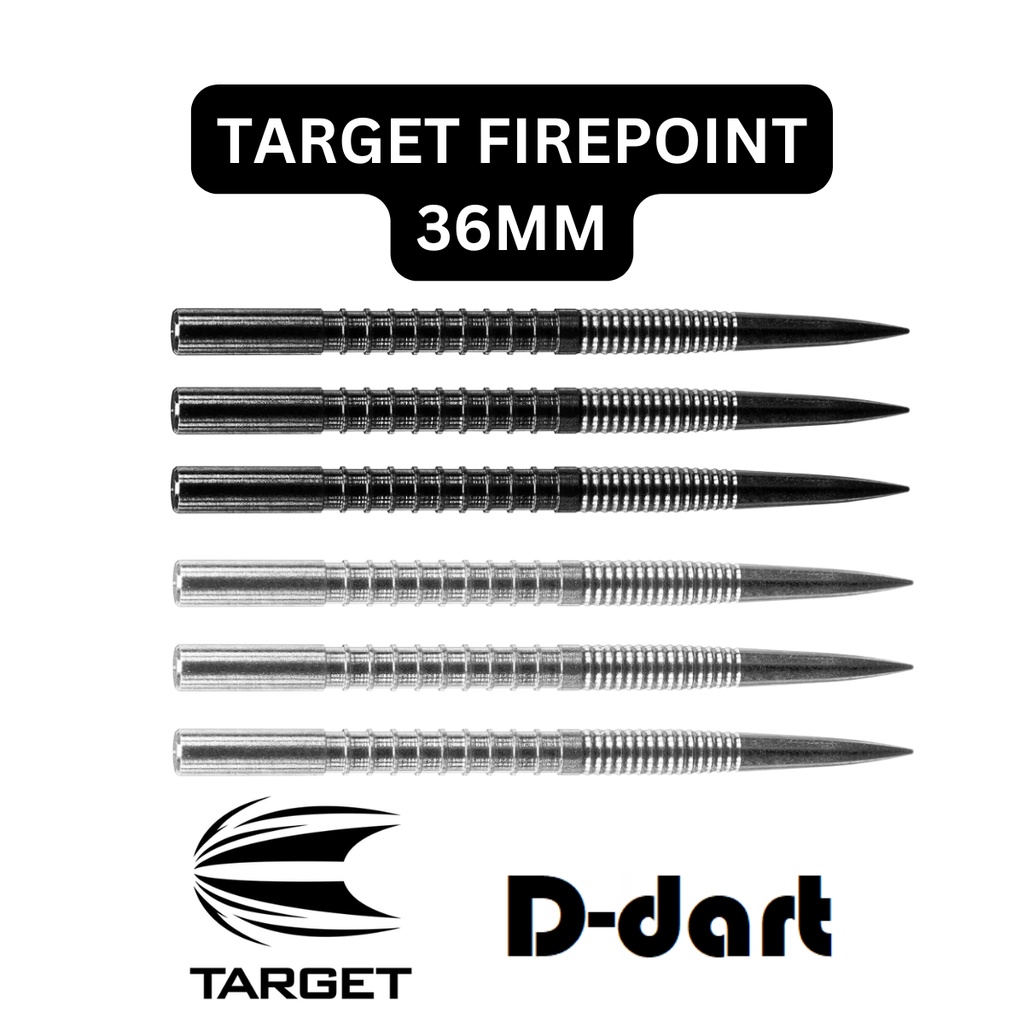 Target Dart Point - 36mm FIRE Point Silver/Black Replacement Steel Darts Point 3 ชิ้น/แพ็ค