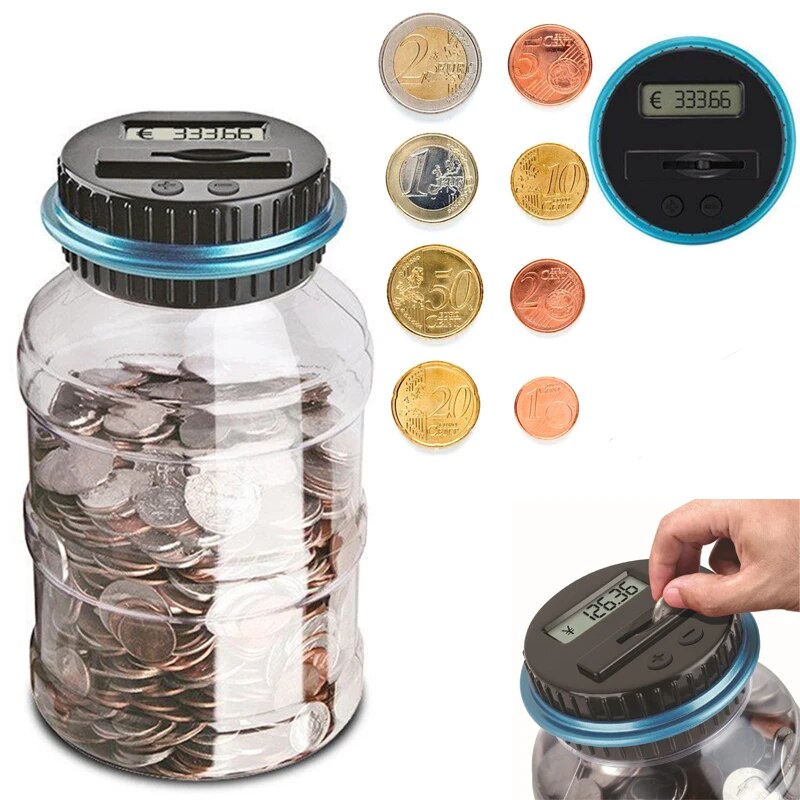 Electronic Piggy Bank Counter Coin Digital LCD Counting Coin Money Saving Box Jar Coins Storage Box 