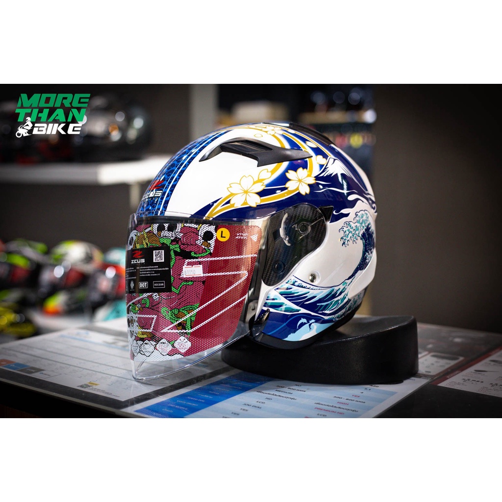 หมวกกันน็อค ZEUS ZS-627 Nishikigoi Pearl White Blue