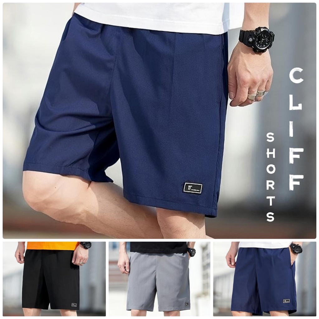 CLIFF กางเกงขาสั้น กางเกงวอร์ม ลำลอง เอวยางยืด สำหรับผู้ชาย ผ้าไหมน้ำแข็ง นุ่มสบาย หลวมและระบายอากาศได้