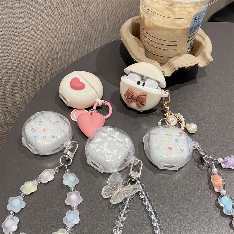 เคสหูฟัง Aiwa AT-X80Q TWS เคส Case เคสหูฟัง ประดับจี้โบว์น่ารัก สีขาวครีม สําหรับ