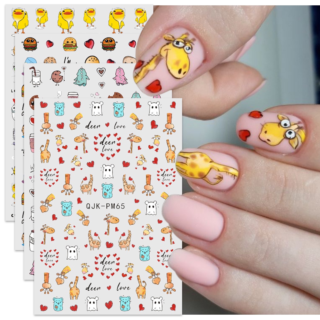 HAMA Nail Nail Art สติกเกอร์ขายส่งการ์ตูนการ์ด Love ดอกไม้เล็กๆอาหาร Decals สติกเกอร์สติกเกอร์เล็บเด็กตกแต่ง