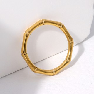 อิน สไตล์ที่ไม่ซ้ํากันแฟชั่นไม้ไผ่ออกแบบแหวนเหล็กไทเทเนียมหญ…