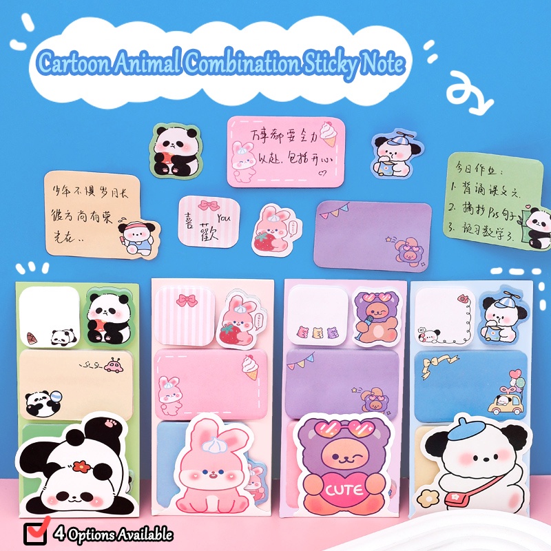 สติกเกอร์ ลายการ์ตูนแพนด้า หมีน้อย กระต่าย แพนด้า สัตว์น่ารัก สําหรับตกแต่งสมุดบัญชีนักเรียน 100 แผ่น