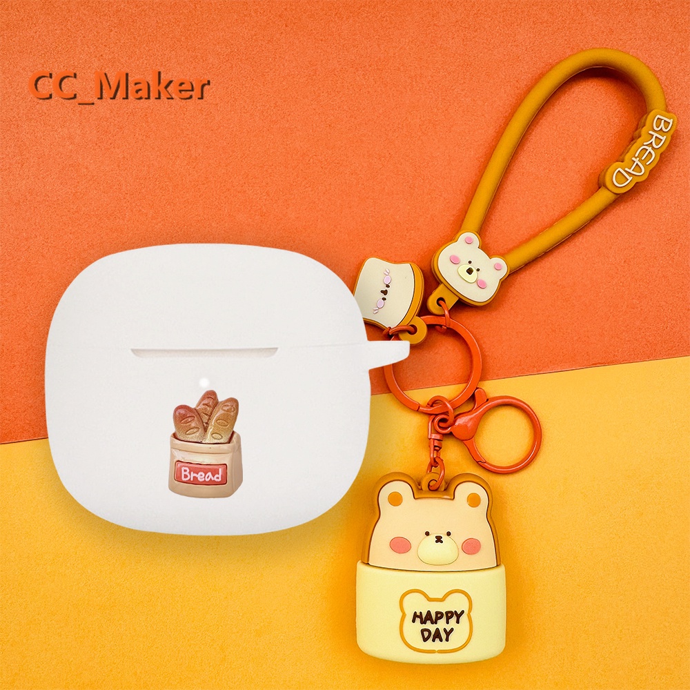 For EDIFIER W320TN Case Cartoon Toast Bread Keychain Pendant EDIFIER TWS1 Pro2 Silicone Soft Case Cu