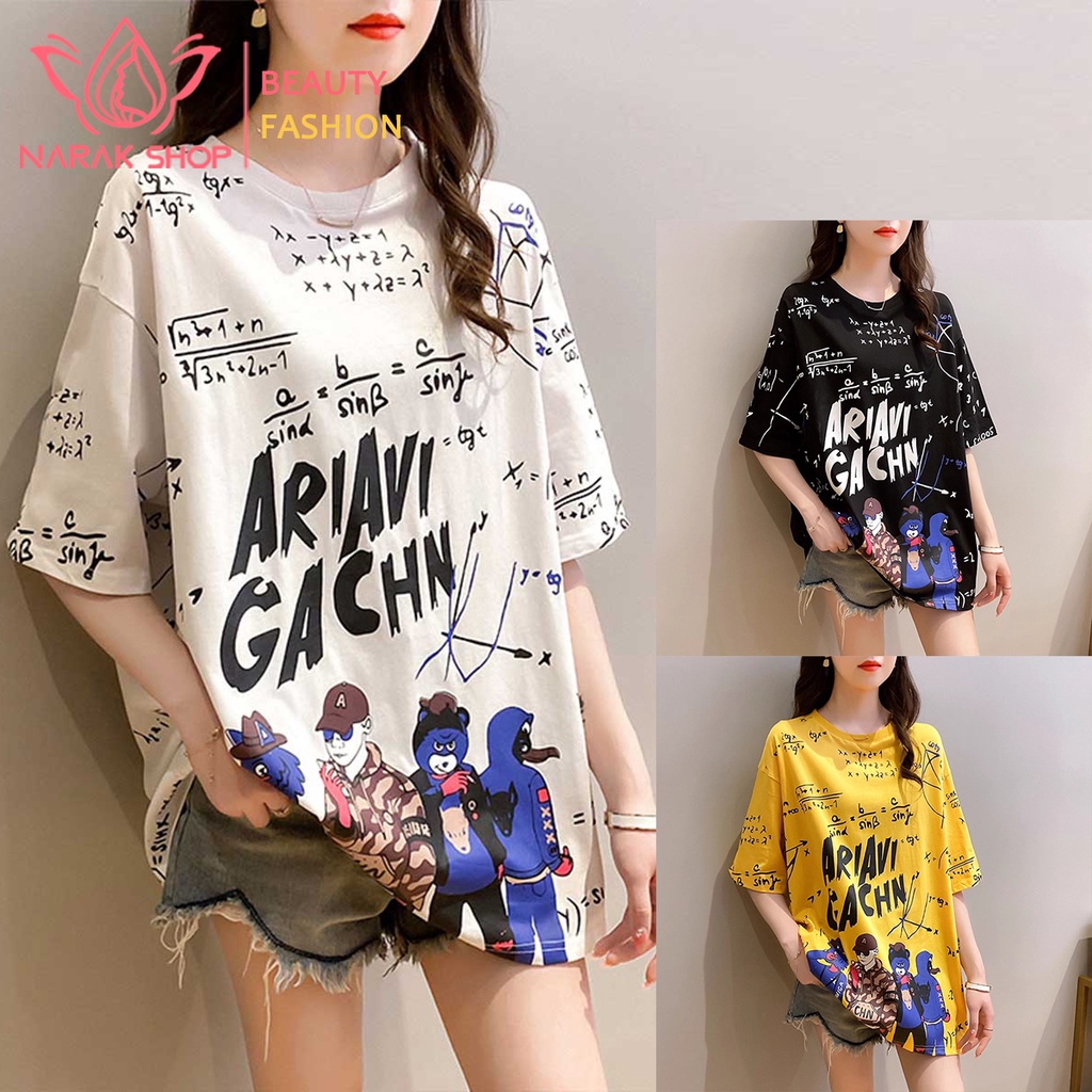 พร้อมส่ง เสื้อยืดหลวมทรงหลวมขนาดใหญ่ แฟชั่นฮิปฮอป