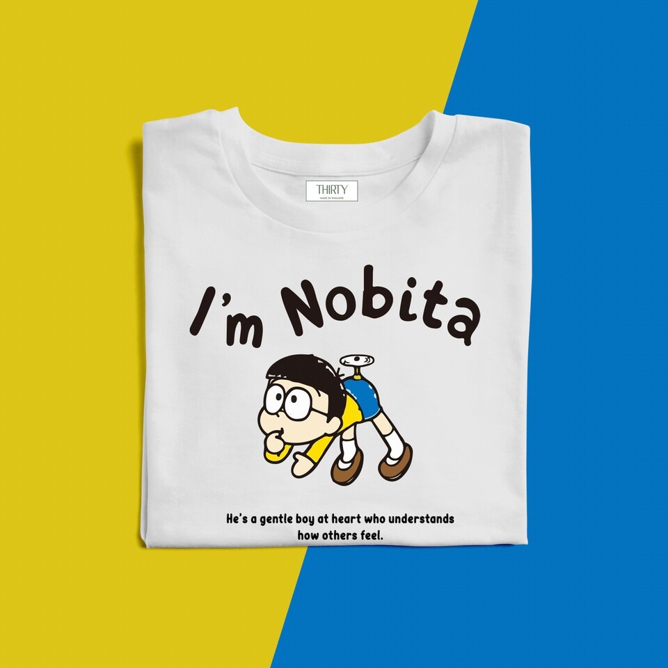 เสื้อยืดแขนสั้นเสื้อยืดผ้าฝ้ายพิมพ์ลายขายดี Nobita  เสื้อยืดUnisex (ผ้าcotton 100% สกรีนชัด สีสด ติด