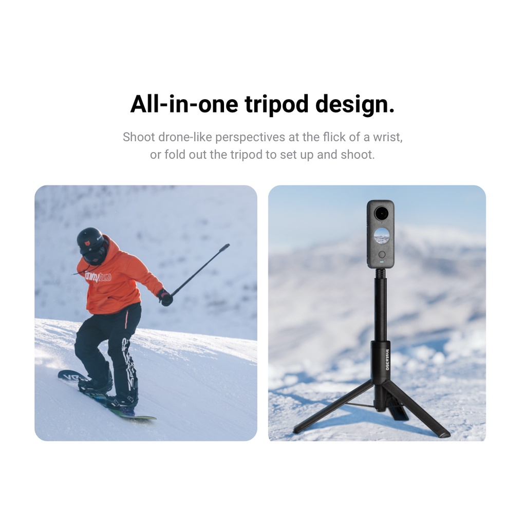 Originalinsta360 2-in-1 ไม้เซลฟี่ที่มองไม่เห็น + ขาตั้งกล้องสําหรับ insta360 Ace/Ace Pro/Ace Pro 2 /X5/ONE X3/ X4/ RS //GO 3S/GOPRO 13 อุปกรณ์เสริม