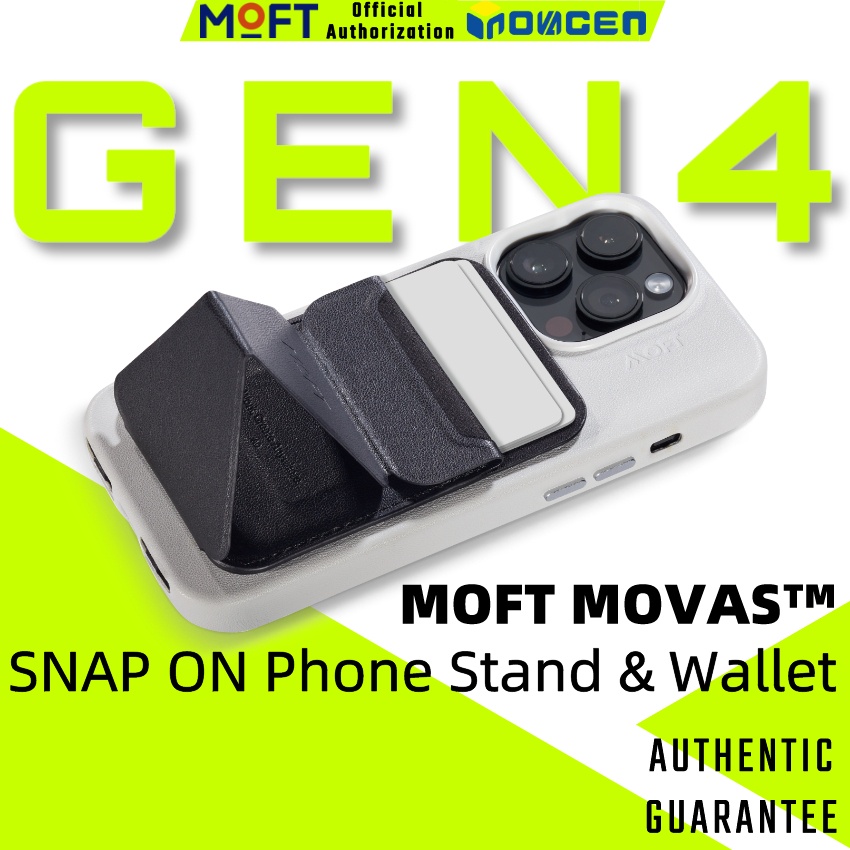 MOFT Snap on Phone Stand กระเป๋าสตางค์ MOVAS™,GEN 4,ที่วางโทรศัพท์มือถือ แบบแม่เหล็ก แข็งแรง พร้อมช่องใส่บัตร