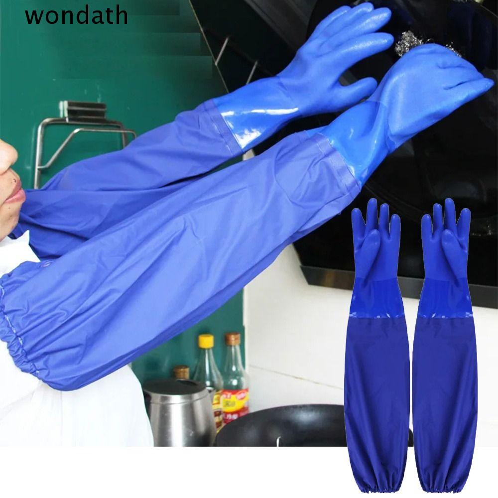 Wonda ถุงมือยาง แบบยาว ป้องกันกรดอัลคาไลน์ สีฟ้า สําหรับตกปลา