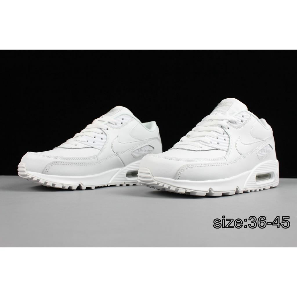 Nike Air Max 90 รองเท้าผ้าใบลําลอง หนัง สีขาว น้ําหนักเบา เหมาะกับการวิ่ง เล่นกีฬา สําหรับผู้ชาย ผู้หญิง ไซซ์ 36-45