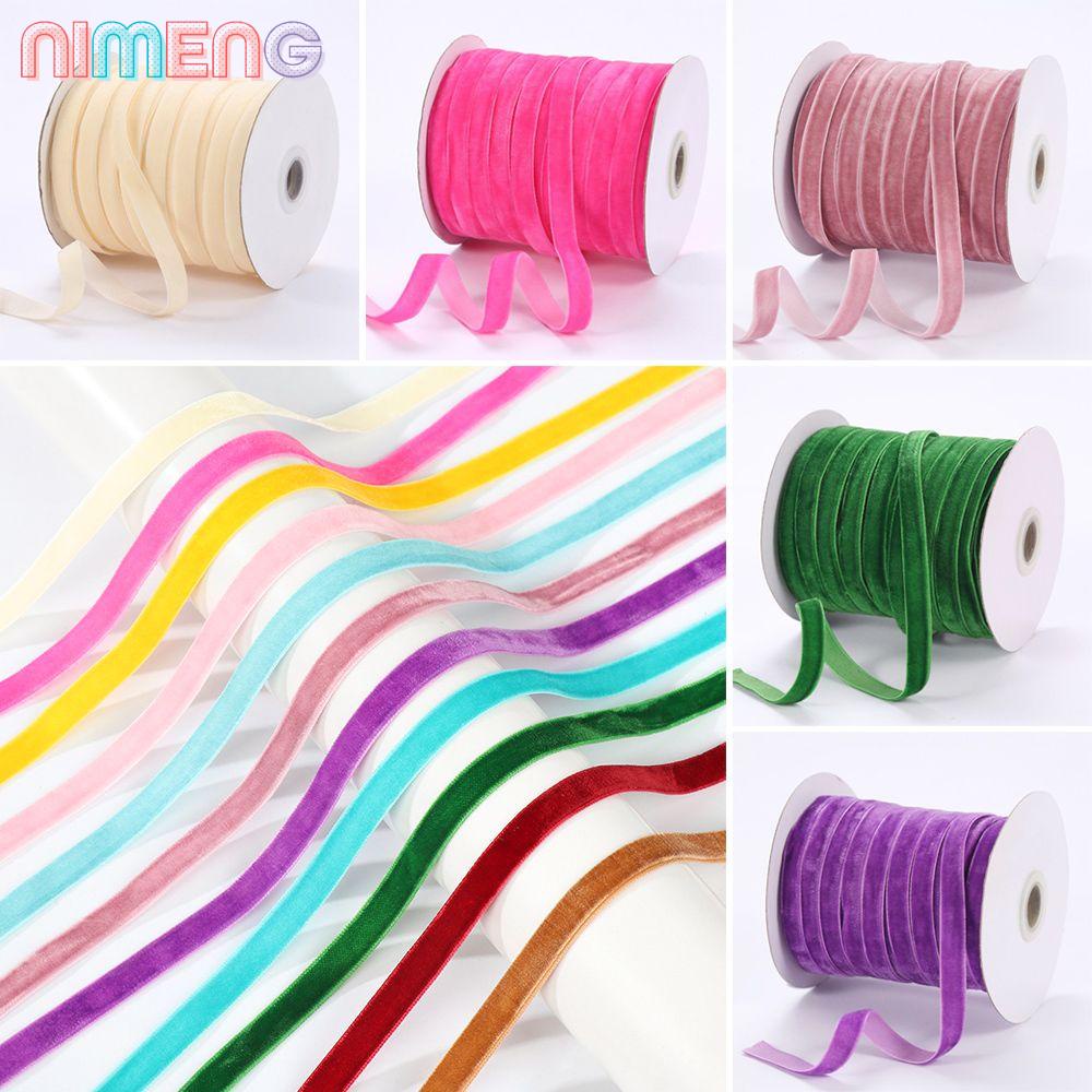 Nimeng ริบบิ้นกํามะหยี่ 10 มม. 50 หลา สําหรับตกแต่งช่อดอกไม้ บรรจุภัณฑ์ ของขวัญ