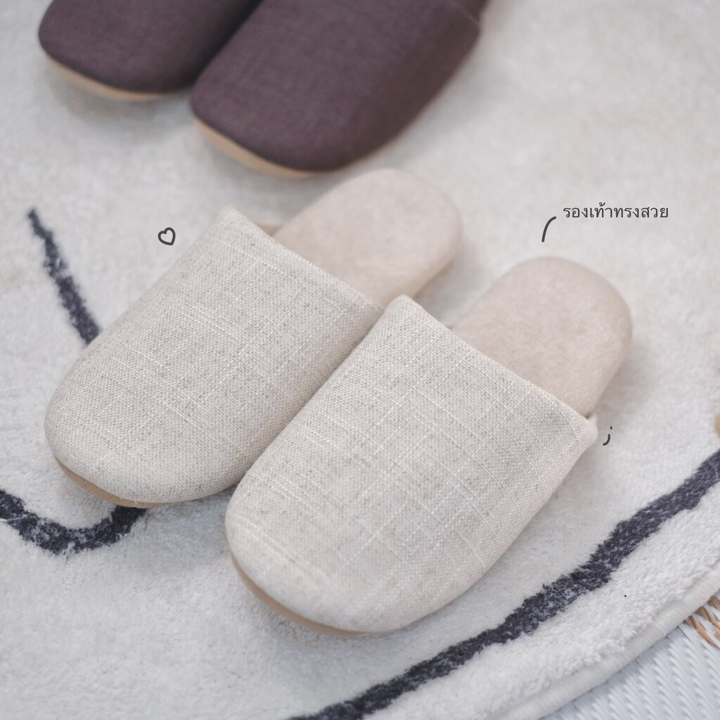 Omocha - Linen slipper รองเท้าใส่ในบ้าน รองเท้าผ้าลินิน