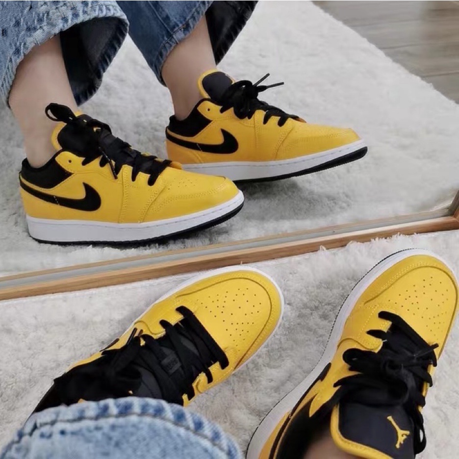 Air Jordan 1 Aj1 Low Cut " University Gold " Taxi Yellow Sneaker Shoes For Men #Md01 รองเท้า true